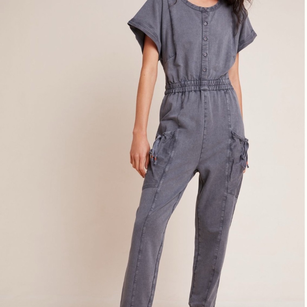 Anthropologie Gray Utility Jumpsuit with Tapered Legs NWT